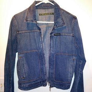 DKNY blue zip up jean jacket